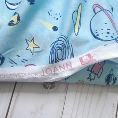 JoAnn Pop! Space Themed Cotton Knit Fabric Light Blue 60″ Wide 2 1/8 yards