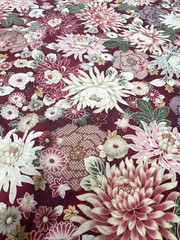Japanese Style Floral Peony Chrysanthemum Red Cotton Fabric BTHY #60