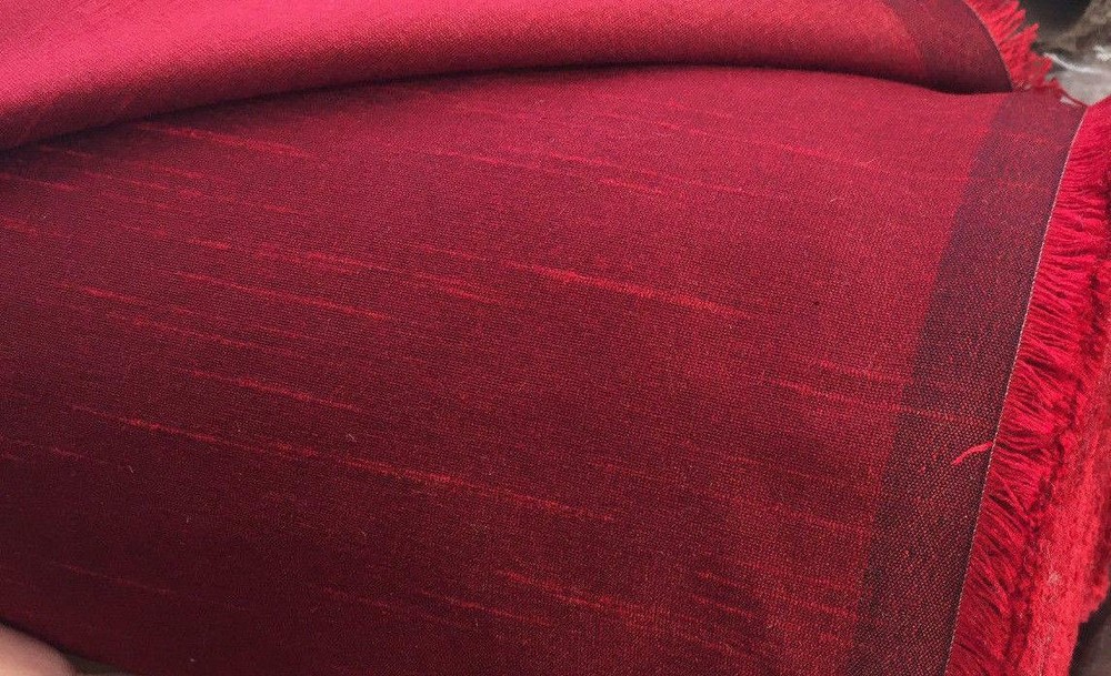 Burgundy Red Dupioni Faux Silk Polyester Drapery Fabric by the yard