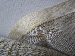 Tan Ivory Mesh Netting open weave Window treatment Cotton Threads Fabric 5yds
