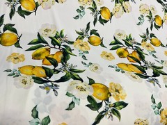 Lemon Floral Scuba Crepe Fabric Stretch Dressmaking Sewing Material 150cm Wide