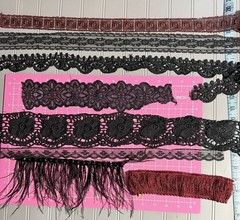 Remnant / Salvaged Vintage Material & Ephemera Pack. Black, Velvet, Sparkle Mix
