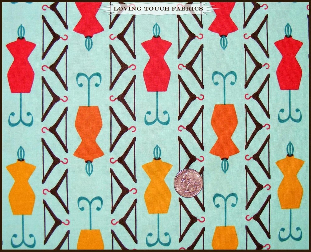 ROBERT KAUFMAN SEWING THEME MANNEQUINS FABRIC FQ 18″X22″ BLUE