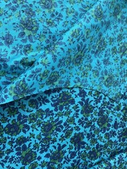 Vintage Partial Bolt of lightweight BLUE FLORAL FABRIC – Approx 7 ft. x 3 ft.