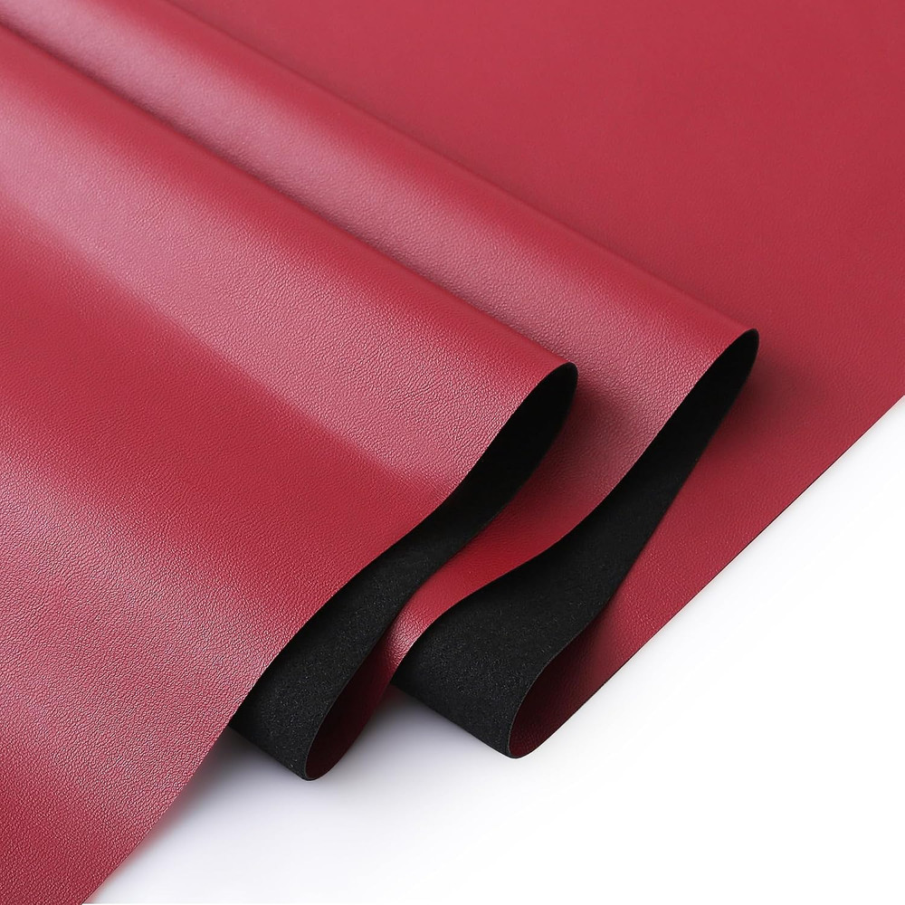 KUUP Smooth PU Faux Leather Fabric Sheets, 54″ X 12″, 0.8Mm Thick | Wine Red Wat