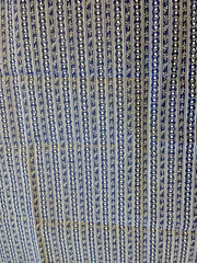 VTG Civil War Repro. Indigo Blue w/ White Floral Wallpaper Stripe BTFQ