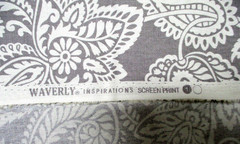 Waverly Fabric 44″ X 46″ Paisley Gray & White Boho Cottage Traditional Farmhouse