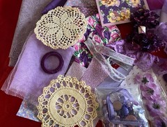 PURPLE Slow Stitch Junk Journal Kit Craft Sewing Crochet Fabric Lace + More P1