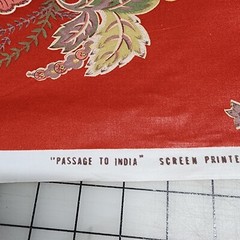 5Y Passage To India P Kaufman Drapery Fabric 55W Red Orange Floral #0091