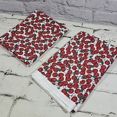 Vintage Cherry Print Cotton Fabric 2 Cut Pieces 1yard And 1.5 Yards Sew Crafts