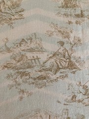 2 3/4 YARDS 42″ WIDE TOILE DESIGN CREAM AND TAN COTTON FABRIC BY CLASSIC COTTONS