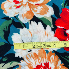 Cranston Cotton Fabric Remnant 1.5 Yards x 58″ Wide Red Orange Floral On Teal