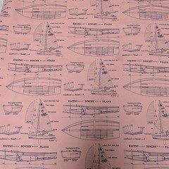 Sailing Racing Dinghy Blue Print Heavy Upholstery Fabric 38″ X 2.75 Yds READ