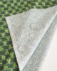 Green Clover Stripe Cotton Fabric, TPU Laminated (Back) Waterproof, 43in 110cm W