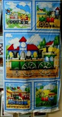 1 Panel Wilmington Riding the Rails Trains Fabric Panel 23″ x 44″