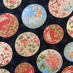 Marcus Fabrics Faye Burgos Japanese Temari Circles Cotton Fabric 35″ x 44″