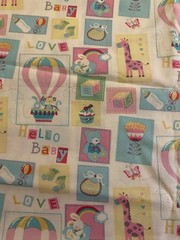 Pastel Hello Baby Animals Fabric Children Baby Home Decor two (2) yard piece