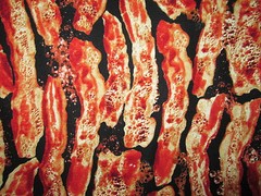Bacon Strips Stacked Bacon Snacks Food Cotton Fabric FQ