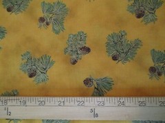 Gold Trimmed Pine Cone by RJR Fabric 100% Cotton By the Yard Burnt Orange