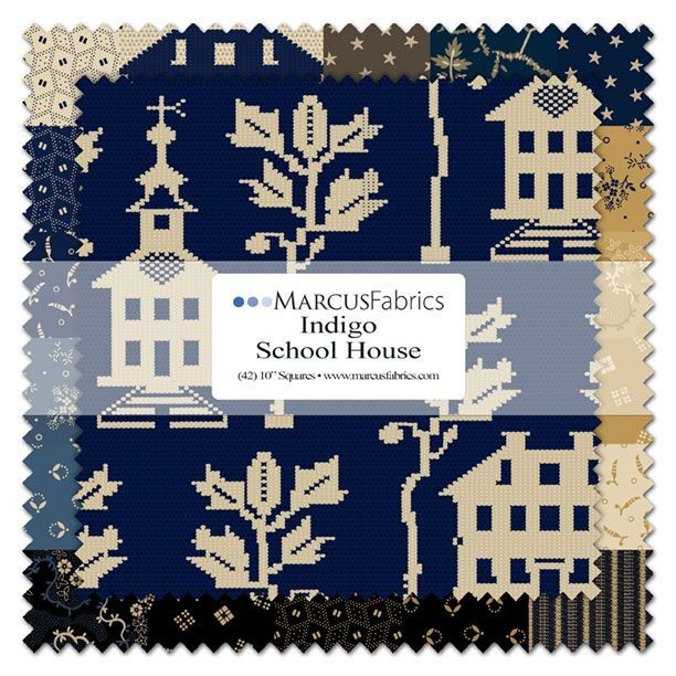 Indigo Schoolhouse by Paula Barnes for Marcus Fabrics Layer Cake