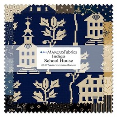 Indigo Schoolhouse by Paula Barnes for Marcus Fabrics Layer Cake