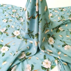 1 yard X 1.4 meterBlue Floral Viscose Fabric Dress Shirt Material Cotton Poplin