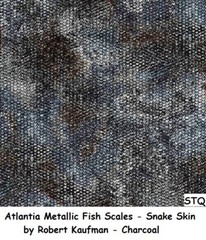 Atlantia Metallic Fish Scales Snake Skin cotton quilt fabric Kaufman BTY Silver
