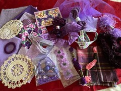 PURPLE Slow Stitch Junk Journal Kit Craft Sewing Crochet Fabric Lace + More P1