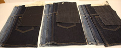 stretch Denim Fabric Samples pocket leg and hem multiple shades new hi quality