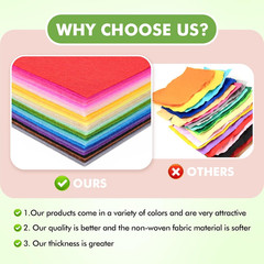 42PCS Felt Fabric Sheets 4×4″ Assorted Colors DIY Craft Squares 1mm Thick