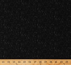 Cotton Black Floral Flowers Tooled Leather-Look Western Fabric Print BTY D303.27