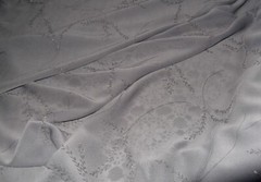 SILVER GREY METALLIC VINE TRAILS GEORGETTE FABRIC, CHIFFON SHEER, 115 cm WIDTH