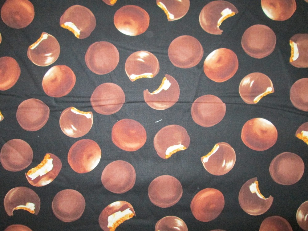 Cookies Marshmallow Chocolate Crackers Snacks Food Cotton Fabric FQ