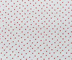 Tiny Red Heatrs and Polka Dots White Cotton Fabric 30″ #29