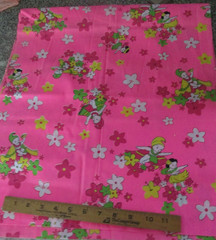 Rare 2 yards x44″ Hawaiian Textile Fabric Pink Flower Design Hula Dancer flowers