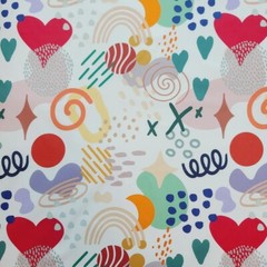 Casual Points Heart Dots Rainbow Patterned Fabric made in Korea by the Yard