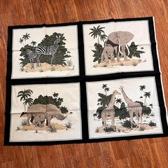 African Safari Wild Animals Fabric PANELS Ready to Sew Pillows Appliqué Quilts