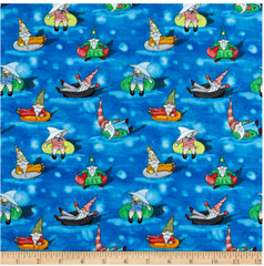 BTY Hangin’ With My Gnomies Waterpark Blue Print 100% Cotton Quilt Fabric YARD