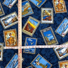 2.7 Yds Hawaiian Tropical Fabric Airline Travel Posters Hoffman Fabrics Cotton
