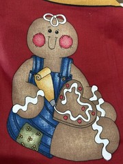 VTG Grandmas Gingerbread Christmas Tree Skirt w/gift pockets Uncut Fabric Panel