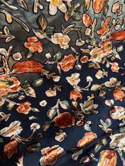 Italian designer Chiffon Velvet Burnout Dark navy blue base with copper shades