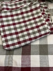 Lot of 54″ wide plaid cotton heavy large small check primitive yds red sage tan