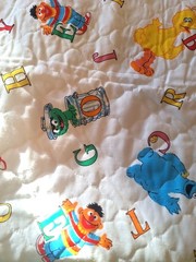 Quilted Sesame Street Comforter Fabric 3 Yards Vintage Alphabet Letters 110″x45″