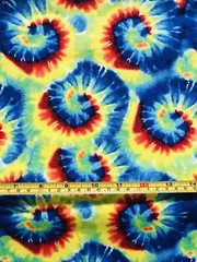 BTY 1 Yard Tie Dye Red Blue Yellow Green Rainbow Retro Colorful Cotton Fabric