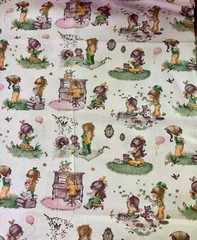 VTG Manes Fabric Little Girls Lavender Background 2.5 Ydsx44 Quilt