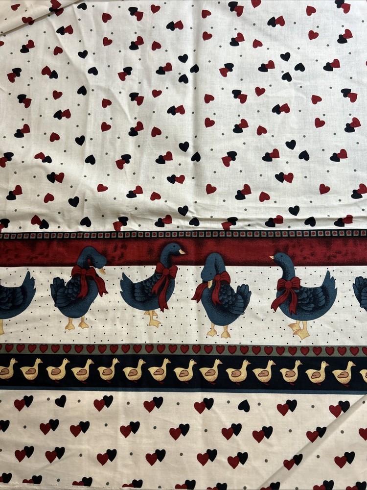 Heart & Ducks 1/2 Yard Single Border Cotton Fabric New