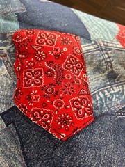 1960s Vtg Patchwork Jeans Denim Patchwork Linen Fabric 45×46” AMAZING Quality