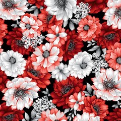 Scarlet’s Treasure Large Floral, Color Principle Collection Henry Glass BTY 44″w