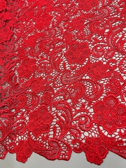 Maggie RED Guipure Venice Heavy Lace Fabric by the Yard – 10019