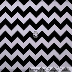BonEful Fabric FQ Decor Cotton Quilt Black White B&W Wide CHEVRON Stripe Holiday